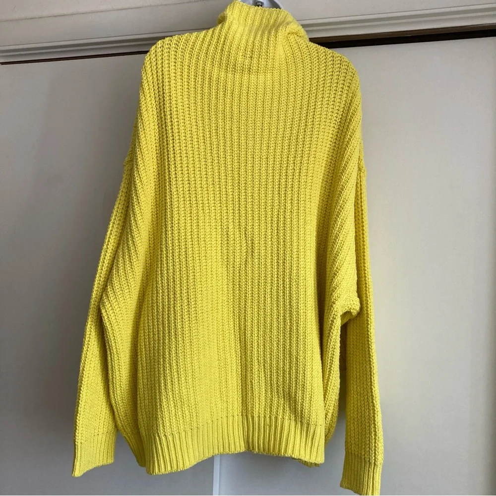 Free People Swim Too Deep Oversized Turtleneck Sweater in Lemon Love 🍋, Sz L - Picture 13 of 16